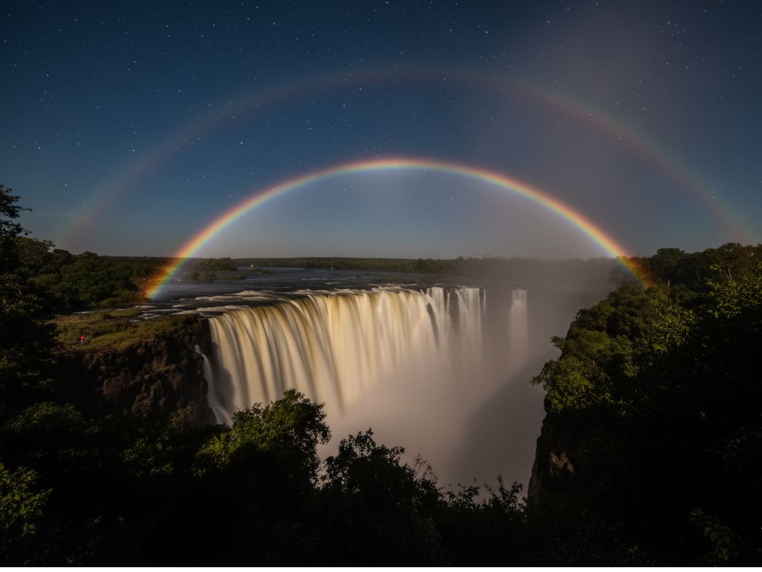 Moonbow Victoria Falls Pelangi Malam Indah.