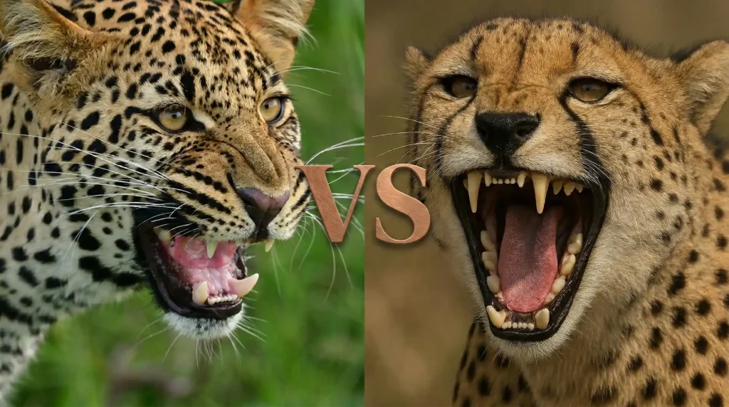 Macan turul (kiri) dan cheetah (kanan)